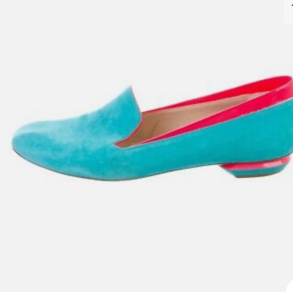 NWOB Nicholas Kirkwood Aqua Blue Suede Loafers size 41